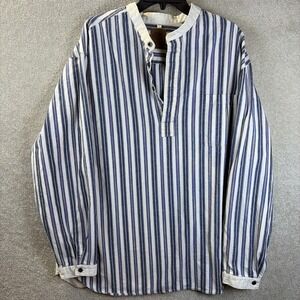 Vintage Wahoo Maker True West Frontier Shirt Men's 2XLT Striped Band Collar USA